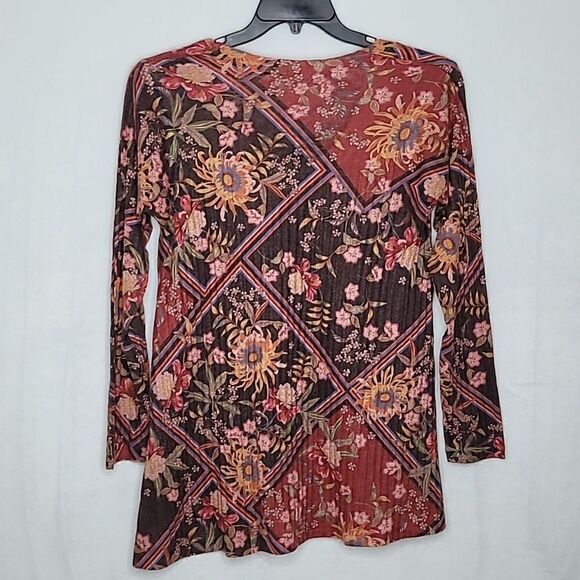 Soft Surroundings Ribbed Floral Long Sleeve Top Size Small - Picture 8 of 8